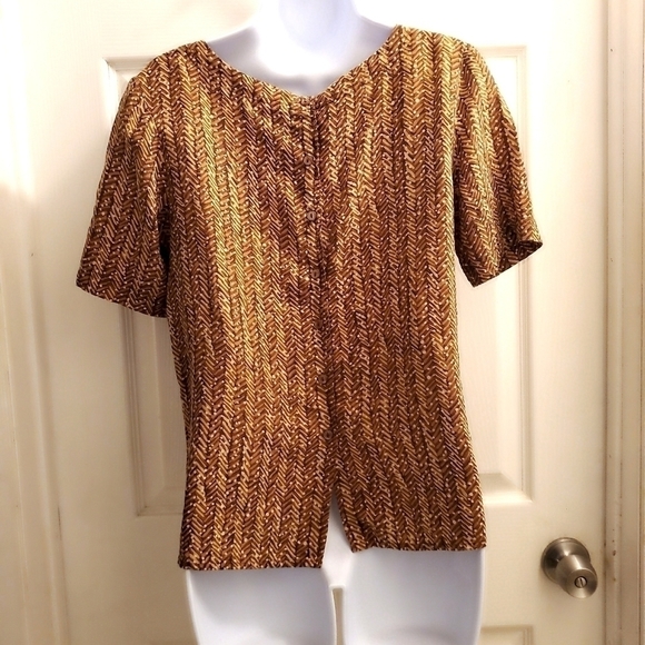 Evan Picone Petites silk s/s button-back blouse - Picture 2 of 5